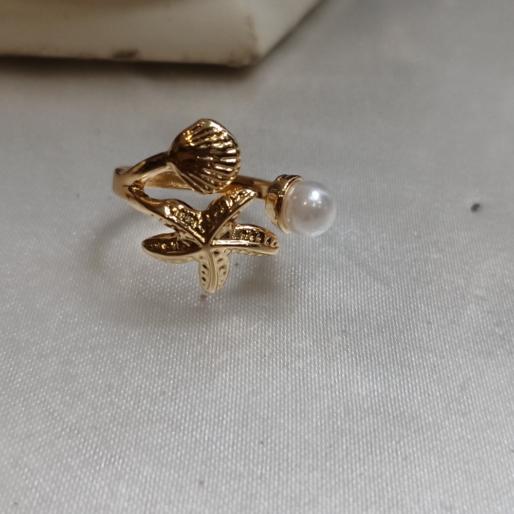 Starfish Shell Pearl Ring Adjustable - image 2